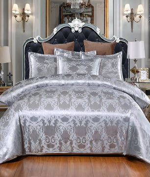 Satin Duvet Cover  Size, Floral Jacquard Satin Duvet Cover Set 3 Piece Luxury Silk Like Bedding Comforter Cover Set Lusy Store