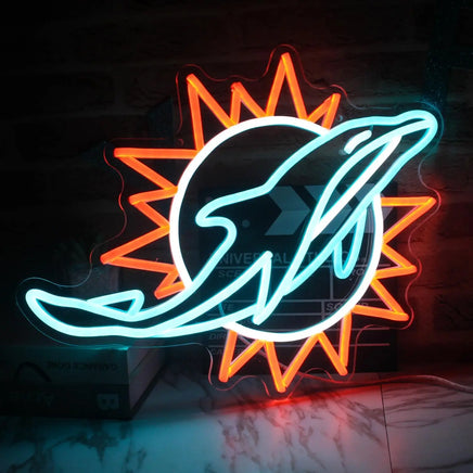 Lusy Store LLC Dolphins Neon Signs For Bedroom Living Room Bar Sport Bar Club Wall Decor Gifts Neon Sign