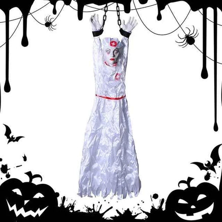 Halloween Animatronics Decoration Hanging Clown Nurse Voice Control Electric Outdoor Scary Clearance Horror Haunted House Props nurse