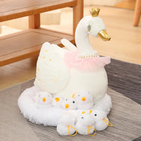 Lusy Store LLC Swan Chick Family Plush Toy Chicken Mother Baby Lifelike Animals Stuffed Doll With Nest Kids Comforting Gift Plush