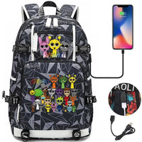 New Sprunki Print USB Boys Girls Kids Book Bags Large Capacity Teenagers Schoolbags Women Men Laptop Travel Backpack Picture Color 5 18 Inch