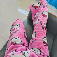 Hello Kitty Pajama Pants Fleece Double Elastic Fabric Soft Trousers Women Trousers Cartoon Birthday Gift 2