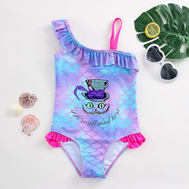 Alice in Wonderland Girls Swimsuit Mermaid Fish Scale One-Piece Bathing Suits Children's Dresses Summer Swimwear Beach Suit Kids Lusy Store