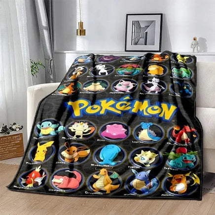 Pokemon Hot Cartoon Pikachu Figures Anime Flannel Blanket Home Sofa Lunch Break Blankets Children Student Blankets Nap Cover Kid style A