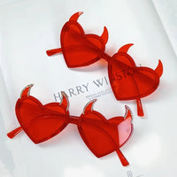 Devil Ears Heart Shape Sunglasses for Women Men Trendy UV Protection Sun Glasses Novel Party Halloween Cosplay Glasses