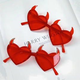 Devil Ears Heart Shape Sunglasses for Women Men Trendy UV Protection Sun Glasses Novel Party Halloween Cosplay Glasses