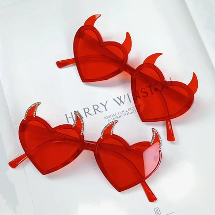 Devil Ears Heart Shape Sunglasses for Women Men Trendy UV Protection Sun Glasses Novel Party Halloween Cosplay Glasses
