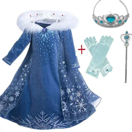 Girls Elsa Anna Costume Kids Birthday Floral Dress Children Snow Queen Performance Fantasy Princess Evening Halloween Costumes Elsa Set A2