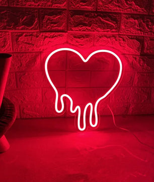Melting Heart Neon Sign Bleeding Dripping Heart LED Light Home Wall Decor Bedroom Decoration
