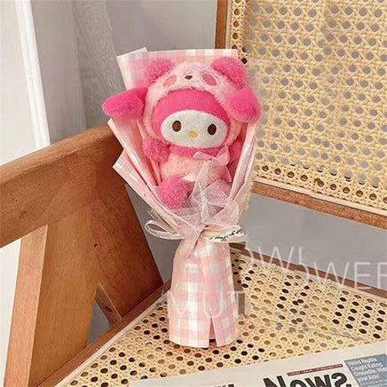Kuromi My Melody Cinnamoroll Hello Kitty Plush Bouquet Woman Valentine's Day Girls Christmas Gifts Cartoon Bouquet-13