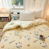 Sanrio Kawaii Hello Kitty Kuromi My melody Pochacco Cinnamoroll Cute Anime Quilt Kawaii Student Dormitory Quilt Set Holiday Gift Lusy Store