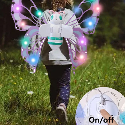 Lusy Store LLC Electric Butterfly Wings Moving Elf Wing with Light Fairy Wings for Kids Birthday Christmas Cosplay Action Figure