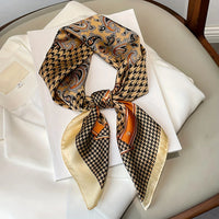 Lusy Store 27.56&quot; Paisley Print Small Square Scarf Simulated Silk Thin Neck Scarf Mature Style Sunscreen Headscarf For Women 