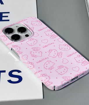 Lusy Store Cute Cartoon Hello Kitty Phone Case for IPhone 16 15 14 13 12 11 Pro Max XS XR XSMax 6 7 8 Plus Glossy HD Hard PC Cover 