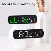 Voice Control Digital Alarm Clock Date Temperature Display Countdown Up Timer Night Mode Table Clock 12/24H Electronic LED Clock Lusy Store