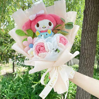 My Melody Kuromi Cinnamoroll Kt Cat Plush Doll Toy With Flowers Creative Handmade Bouquet Valentine Christmas Graduation Gifts 15