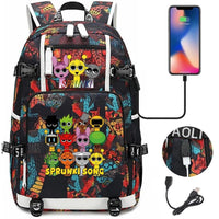 New Sprunki Print USB Boys Girls Kids Book Bags Large Capacity Teenagers Schoolbags Women Men Laptop Travel Backpack Picture Color 12 18 Inch