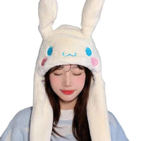 Kawaii Sanrio Ear Moving Hat: Cinnamoroll, My Melody & Kuromi Soft Plush Jumping Up Cap