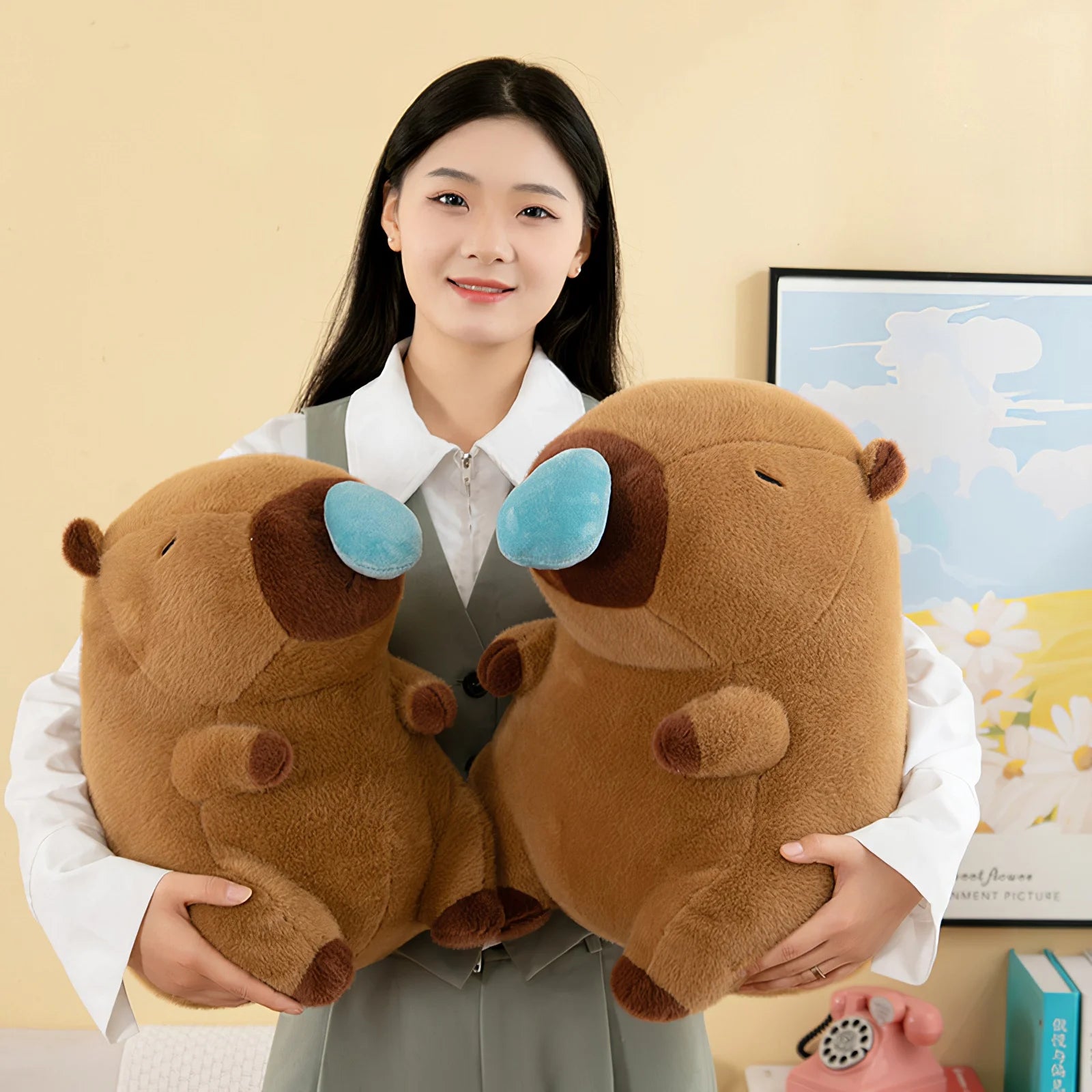 Lusy Store LLC Snot Capybara Plush Toy Kawaii Simulation Animal Cute Plush Soft Stuffed Doll Throw Pillow Large Size Gift Plush