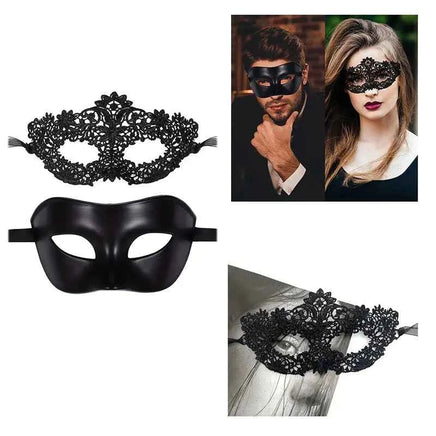 Couple Black Lace Disguised Mask Elegant Plastic Party Ball Mask Suitable for Halloween and Costume Party Accessories