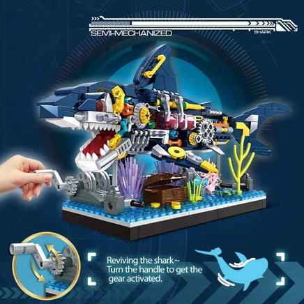Ocean Shark Marine Biology Building Block set, Marine animal building block toy home with display rack, birthday, holiday gifts