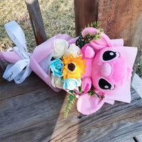 Lusy Store LLC Lilo &amp; Stitch Plush Bouquet With Sunflower Soap Rose Flower Gift Bouquet