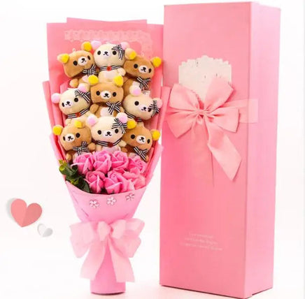 Graduate Teddy Bear Stuffed Animal Plush Toy Lover Rilakkuma With graduation Flower Bouquet Gift Box Birthday Graduation Gifts 7 NO box