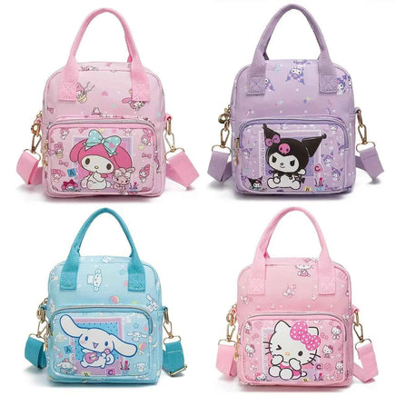 Cute Sanrio Hello Kitty Leather Women's Messenger Bag Cartoon Kuromi Melody Cinnamoroll Versatile Student Shoulder Crossbody