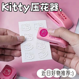 Hello Kitty Stapler Embosser Metal Embossing Punch Kawaii Cartoon Student Notebook Stamp Embosser School Supplies Birthday Gift
