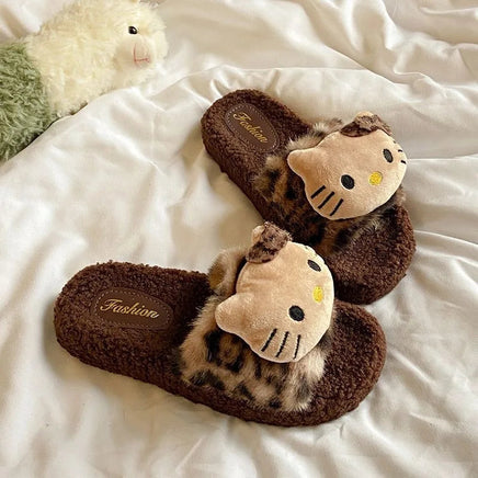 Sanrio Hellokitty Slippers Anime Cartoon Kawaii Cute Home Plush Slippers Fashion Casual Outdoor Ladies Slippers Woman Shoes Gift Lusy Store