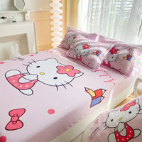 Hello Kitty Fitted Sheet Bed Cover Nonslip Mattress Cover Soft Bedding Brushed Protector