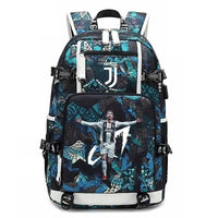 Messi C Ronaldo football bag star around high school students male and female large capacity backpack can be customized Colour blue 4 15 inches