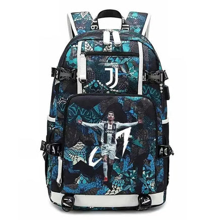 Messi C Ronaldo football bag star around high school students male and female large capacity backpack can be customized Colour blue 4 15 inches