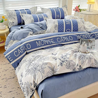 4 Pieces,100% Cotton Bedding Set,Four Piece Bed Sheet Comforter Comforter Set,Modern Fashion Couple Bed Comforter Set Lusy Store