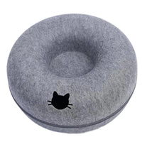 Felt Donut Bed for Cats House With Breather Hole Dog Bed Interactive Play Toys for Cats to Hide 2 in 1 Tunnel for Cats Bed Dark Grey with hole