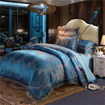 Nordic Satin Jacquard Duvet Cover Set Luxury Flower Bedding Set Adlut Quilt Cover Pillowcases Sheet Twin Queen King Home Texiles Lusy Store