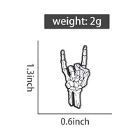 Halloween Skeletal Hand Enamel Pins Custom Rock and Roll Gesture Brooches Lapel Badges Punk Gothic Jewelry Gift for Kids Friends