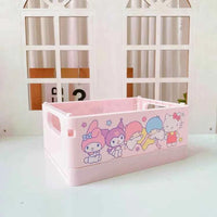 Sanrio Kawaii Hello Kitty My Melody Kuromi Cinnamoroll Desktop Storage Box Foldable Stackable Cosmetic Organizer Desktop Storage 4