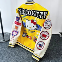 Hello Kitty Baseball Jacket Coat Hoodie Men Women Print Sport Baseball Uniforms Motorcycles Warm Coats Cardigan Tops Clothes Top