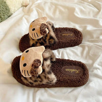 Sanrio Hellokitty Slippers Anime Cartoon Kawaii Cute Home Plush Slippers Fashion Casual Outdoor Ladies Slippers Woman Shoes Gift Lusy Store