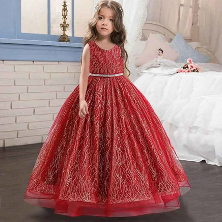 2024 New Girls' Dress Luxury V-neck Sequin Tulle Party Dress Christmas Ball Evening Dress Fluffy 6.8. 10.12 Halloween Costumes as picture