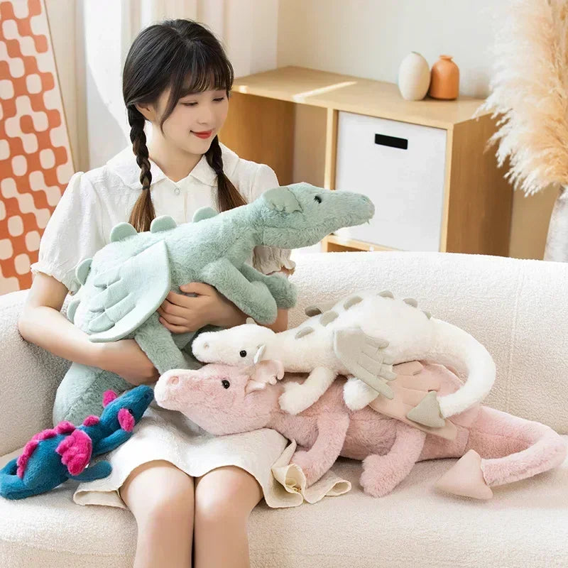 Lusy Store LLC Dragon Plush Toys Stuffed Dinosaur Flying Wings White Pink Green Blue Dragons Birthday Gift for Boy Plush