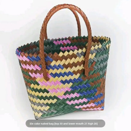 Sanrio Hello Kitty Cartoon Cute Woven Handbag Creative Kawaii Girls' Storage Bag Holiday Travel Beach Bag Gift Wholesale