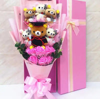Graduate Teddy Bear Stuffed Animal Plush Toy Lover Rilakkuma With graduation Flower Bouquet Gift Box Birthday Graduation Gifts 3 NO box