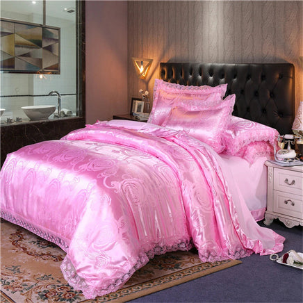 Nordic Satin Jacquard Duvet Cover Set Luxury Flower Bedding Set Adlut Quilt Cover Pillowcases Sheet Twin Queen King Home Texiles Lusy Store