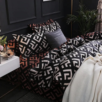 Luxury Black Bedding Comforter Set with Pillow Case SIngle Full Size Bed Linen Duvet Cover Set Queen/King Double Single Bed Lusy Store
