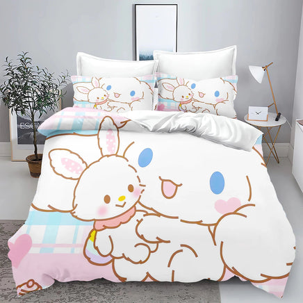 Sanrio, Hello Kitty 3D Children'S Printed Cute Cartoon100% Polyester Bedding Set Duvet Cover Set Bedding Sets Anime Home