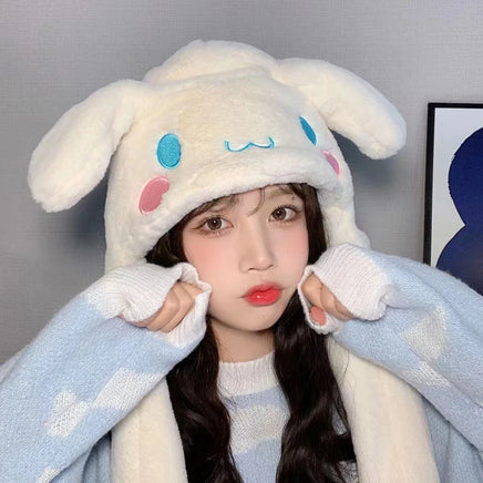 Kawaii Sanrio Ear Moving Hat: Cinnamoroll, My Melody & Kuromi Soft Plush Jumping Up Cap
