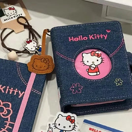 Cute Cartoon Anime Merchandise Hello Kitty High Looks Handheld Account Book Student Portable Denim Loose Leaf Diary Notepad Gift