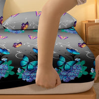 Lusy Store 1 Piece of Flower Flying Butterfly Dance Pattern Frosted Bedsheet, Bedroom Printed Bedspread, Bedding (Excluding Pillowcases) 